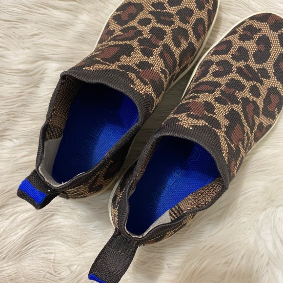 Rothy's Wildcat Brown Tan The Chelsea High Tops Cheetah Print Sneakers - Picture 6 of 12